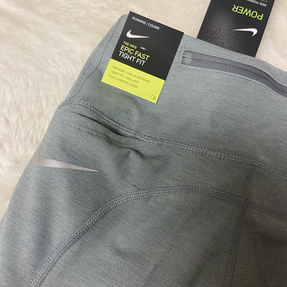 NWT!Nike Epic fast Mid-Rise Running Leggings grey XS - Picture 6 of 14